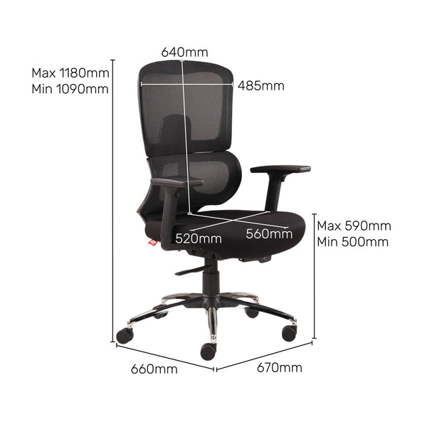 Vestra Focus - Fabric Ergonomic Chair in Black