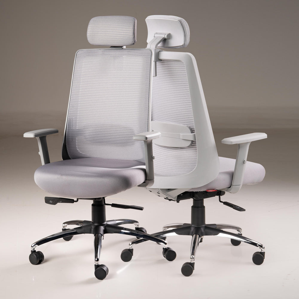 Aristo Focus - Fabric Ergonomic Chair in Light Grey (High Back)