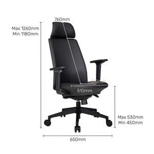Elentra Ace - Leatherette Signature Chair in Grey (High Back)