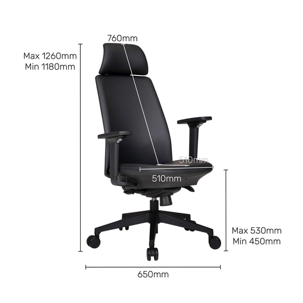 Elentra Ace - Leatherette Signature Chair in Grey (High Back)