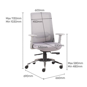 Aristo Focus - Fabric Ergonomic Chair in Light Grey