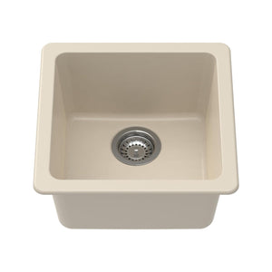 Carysil Quartz Neo Salsa Single Bowl Kitchen Sink, Real Stone Finish, 304 Stainless Steel Coupling, Kitchen Sink with Sloping Drain, Noise Reduction Design, 17x17x8 inches, Cream