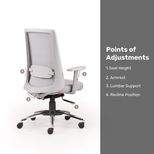 Aristo Focus - Fabric Ergonomic Chair in Light Grey