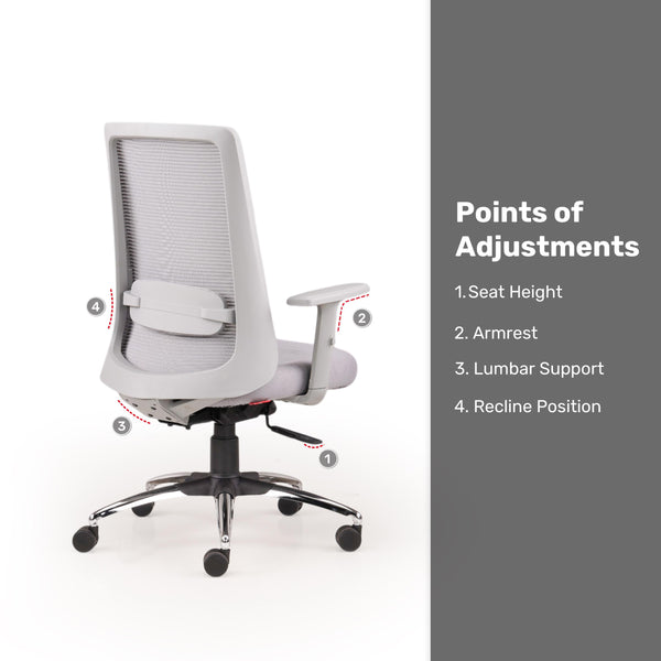 Aristo Focus - Fabric Ergonomic Chair in Light Grey