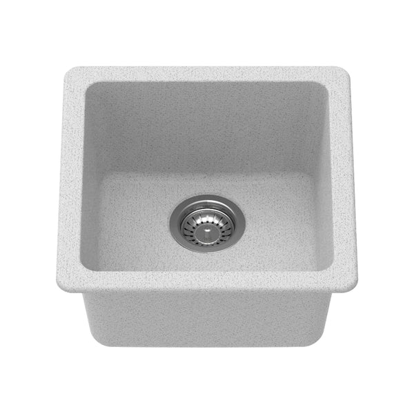 Carysil Quartz Neo Salsa Single Bowl Kitchen Sink, Real Stone Finish, 304 Stainless Steel Coupling, Kitchen Sink with Sloping Drain, Noise Reduction Design, 17x17x8 inches, Arena