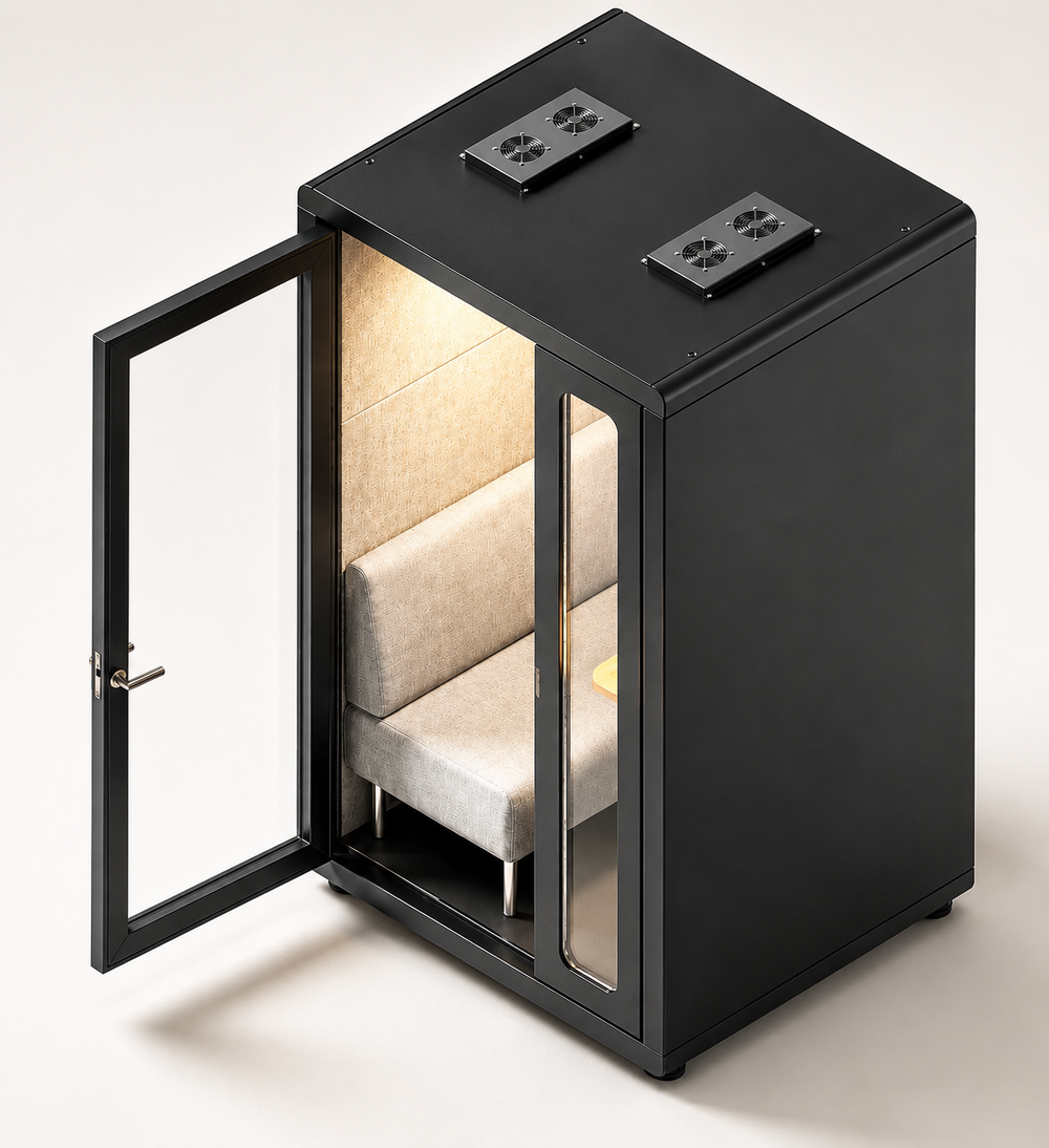 WORKBOOTH - TOP ROUND - LHS - 1400 X 1200 X 2250 MM