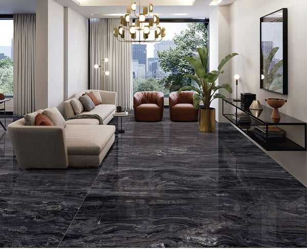 Charcoal Nero Glazed Vitrified Tiles