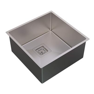 Carysil Micro Radius R10 Series Single Bowl Kitchen Sink, Stainless Steel Kitchen Sink, 10mm Corner Radius, 304 Stainless Steel Coupling, Noise Reduction Design, Deep Bowl with Sloping Drain, 17x17x8 inches, Satin Finish