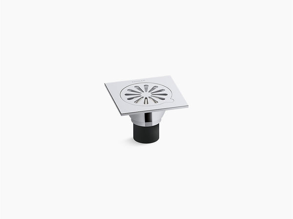 Complementary Square floor drain with round floral pattern K-7275IN-CP