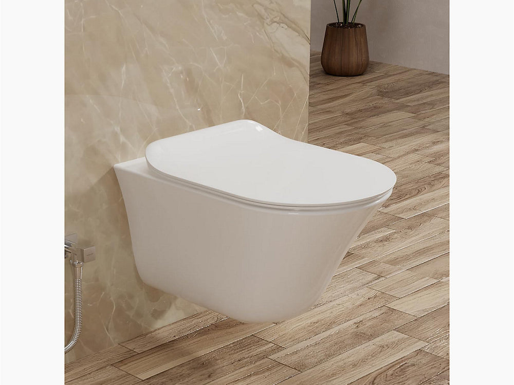 K-26998IN-0 Rimless Wall Hung toilet with Quiet-Close slim seat cover in white