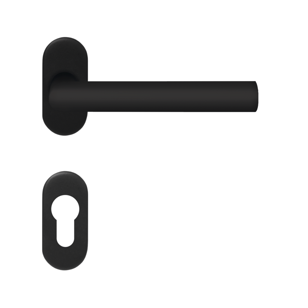 Narrow type L Hollow Lever Handle on Narrow Rose and EP Cylinder Escutcheon For Dr Thk 38-55mm SS 304 MBK (900.79.078)