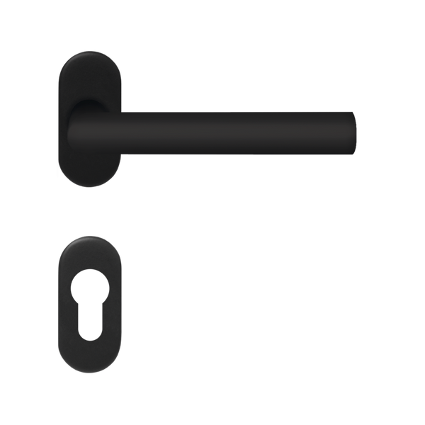 Narrow type L Hollow Lever Handle on Narrow Rose and EP Cylinder Escutcheon For Dr Thk 38-55mm SS 304 MBK (900.79.078)