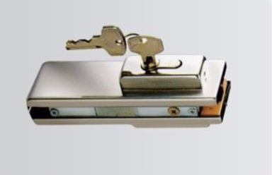 Corner patch lock with cylinder fo 10-12 mm glass, SS Matt (981.50.030)