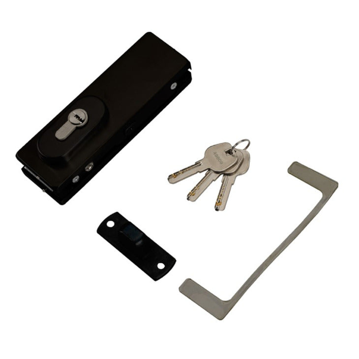 Corner patch lock with cylinder fo 10-12 mm glass, Black Matt (981.50.063)