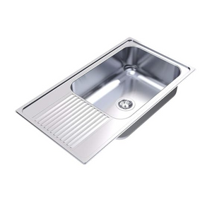 Carysil Vogue Series Single Bowl Kitchen Sink with Drain Board, Stainless Steel Kitchen Sink, 304 Stainless Steel Coupling, Easy to Clean, Deep Bowl with Sloping Drain, 36x20x9 inches, Glossy Finish