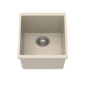 Carysil Quartz Dolce UK Series Single Bowl Kitchen Sink, Real Stone Finish, 304 Stainless Steel Coupling, Kitchen Sink with Sloping Drain, Noise Reduction Design, 15x18x8 inches, Cream