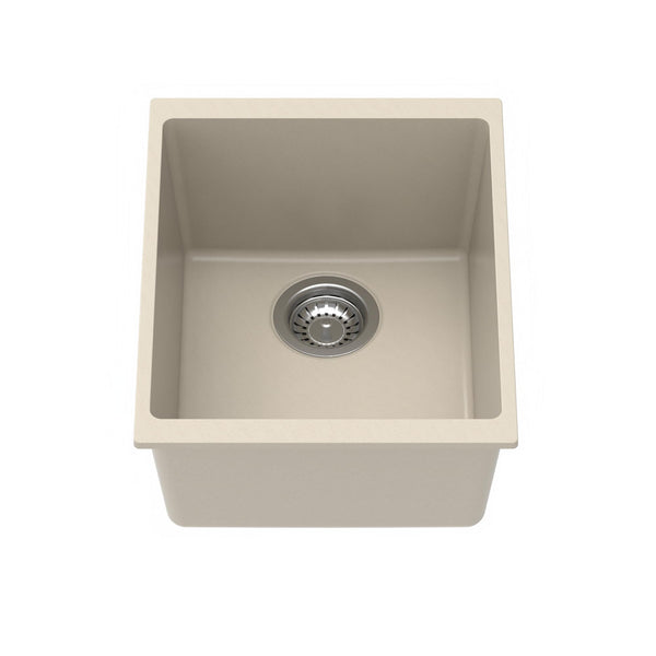 Carysil Quartz Dolce UK Series Single Bowl Kitchen Sink, Real Stone Finish, 304 Stainless Steel Coupling, Kitchen Sink with Sloping Drain, Noise Reduction Design, 15x18x8 inches, Cream